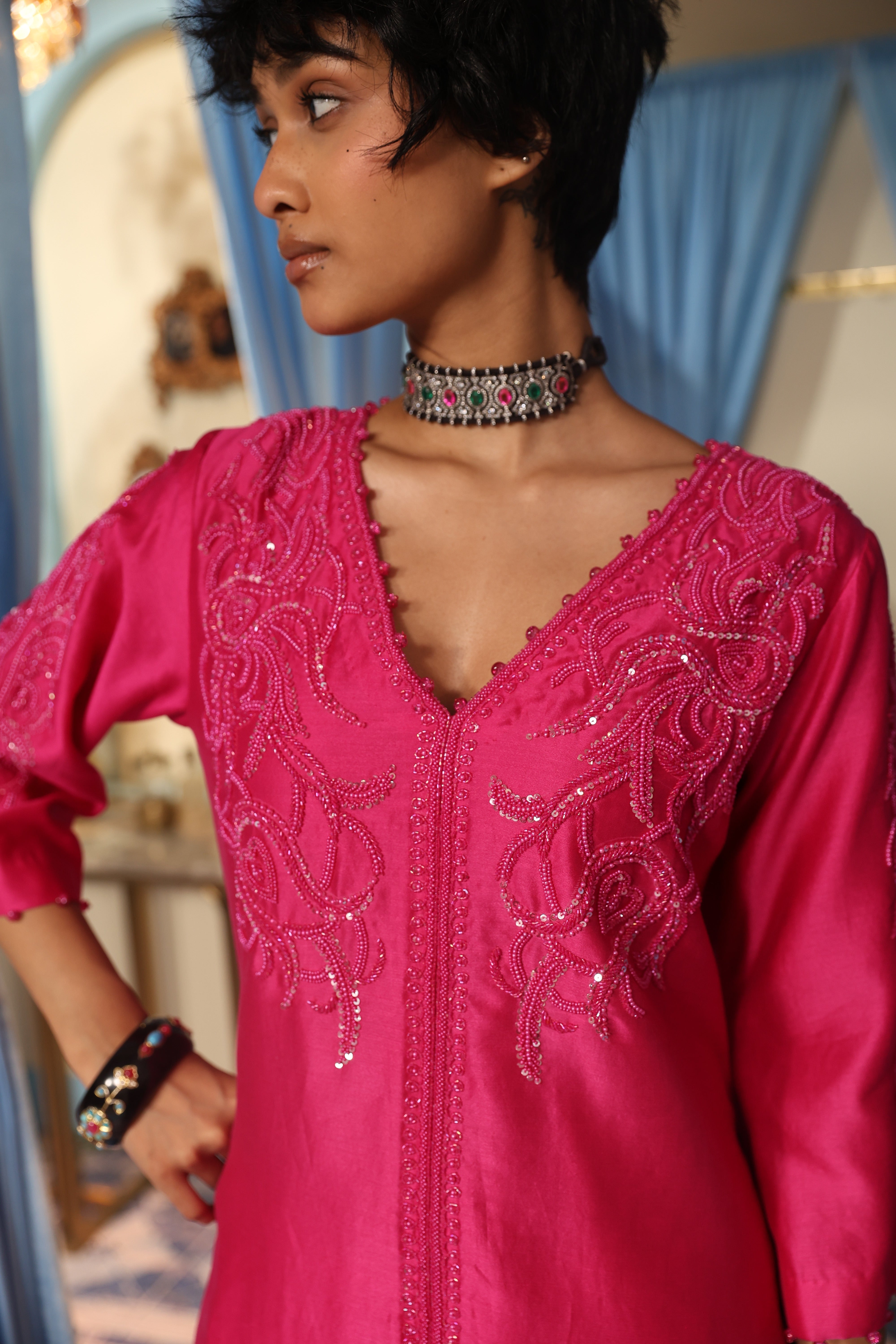 Rani Pink Kurta with Salwar Look