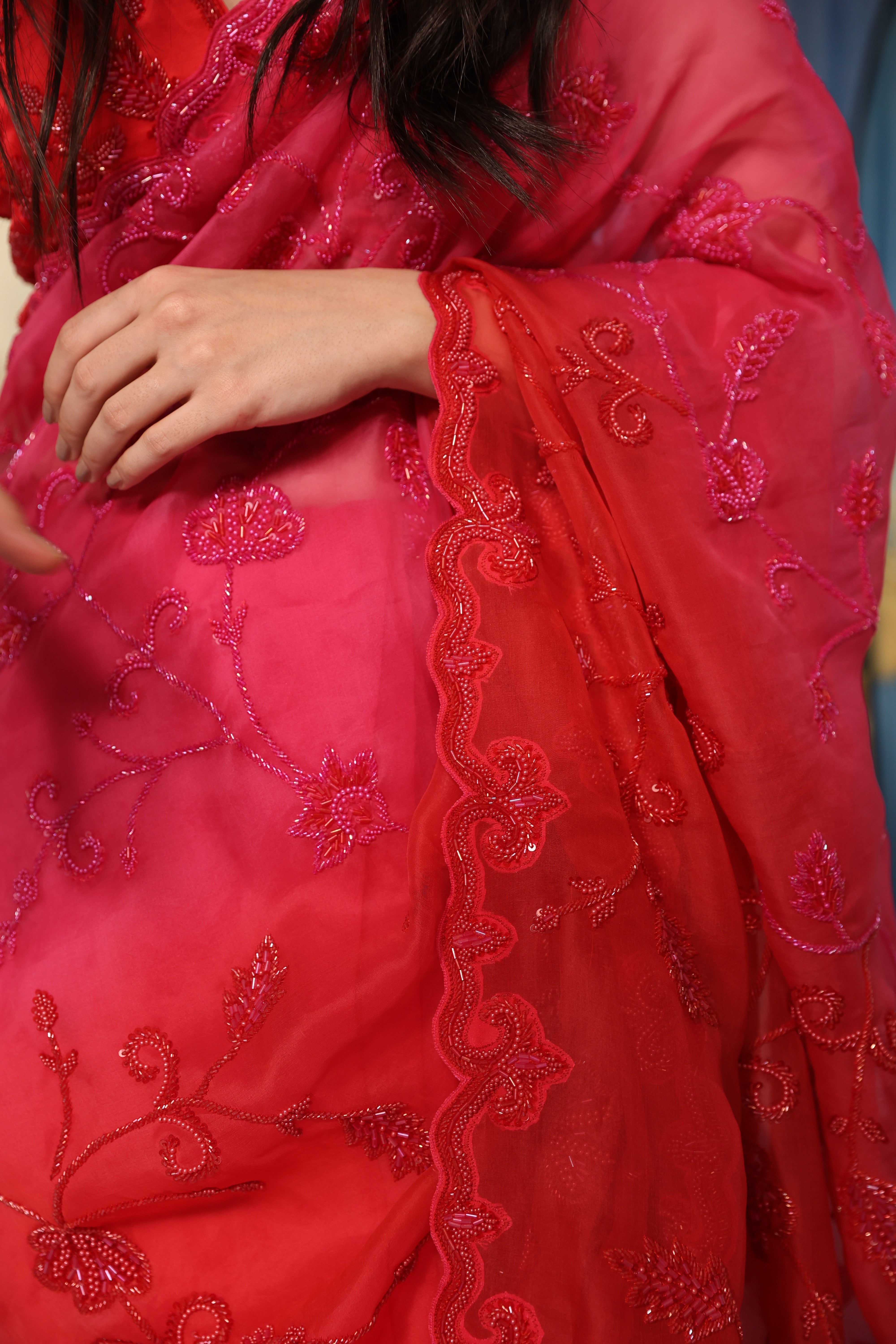 Red/Pink Classic Saree and Blouse