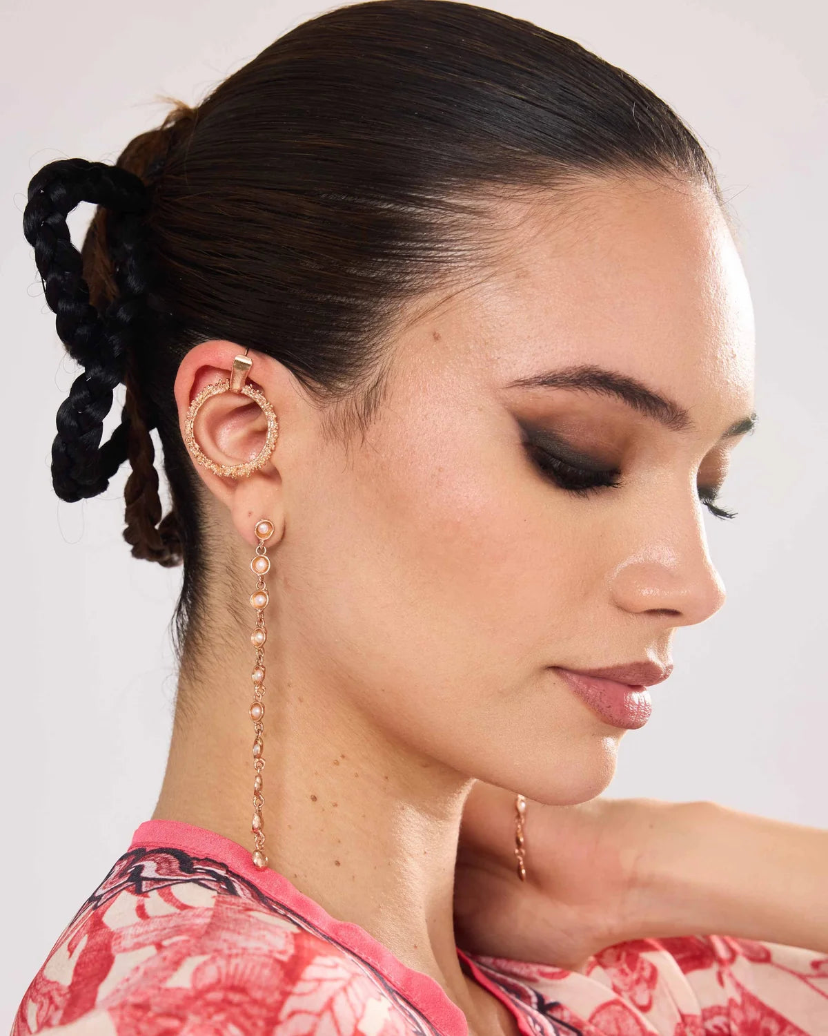 Pearl Cup Cascade Danglers Rose Gold