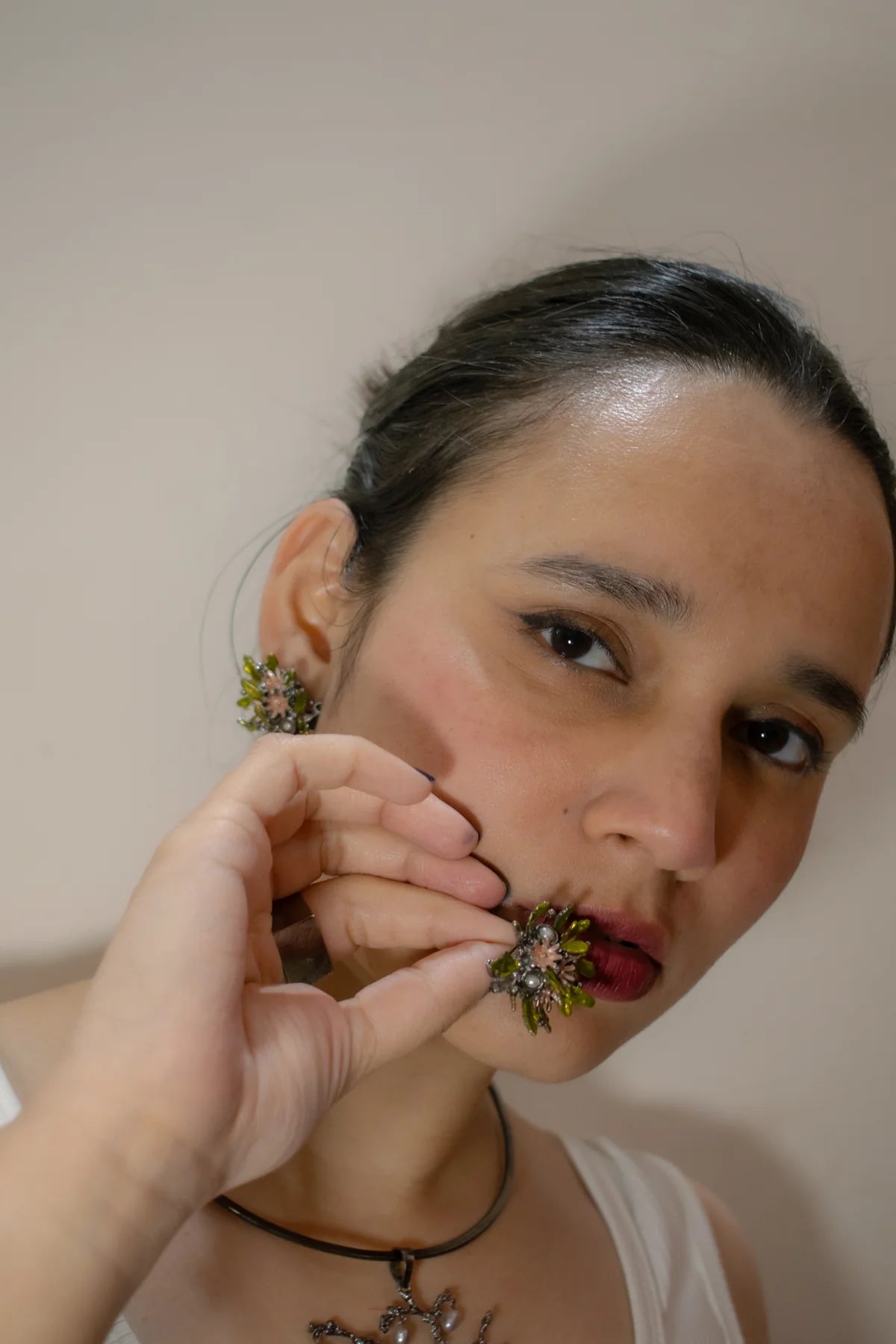Wild Flower Bouquet Studs Black