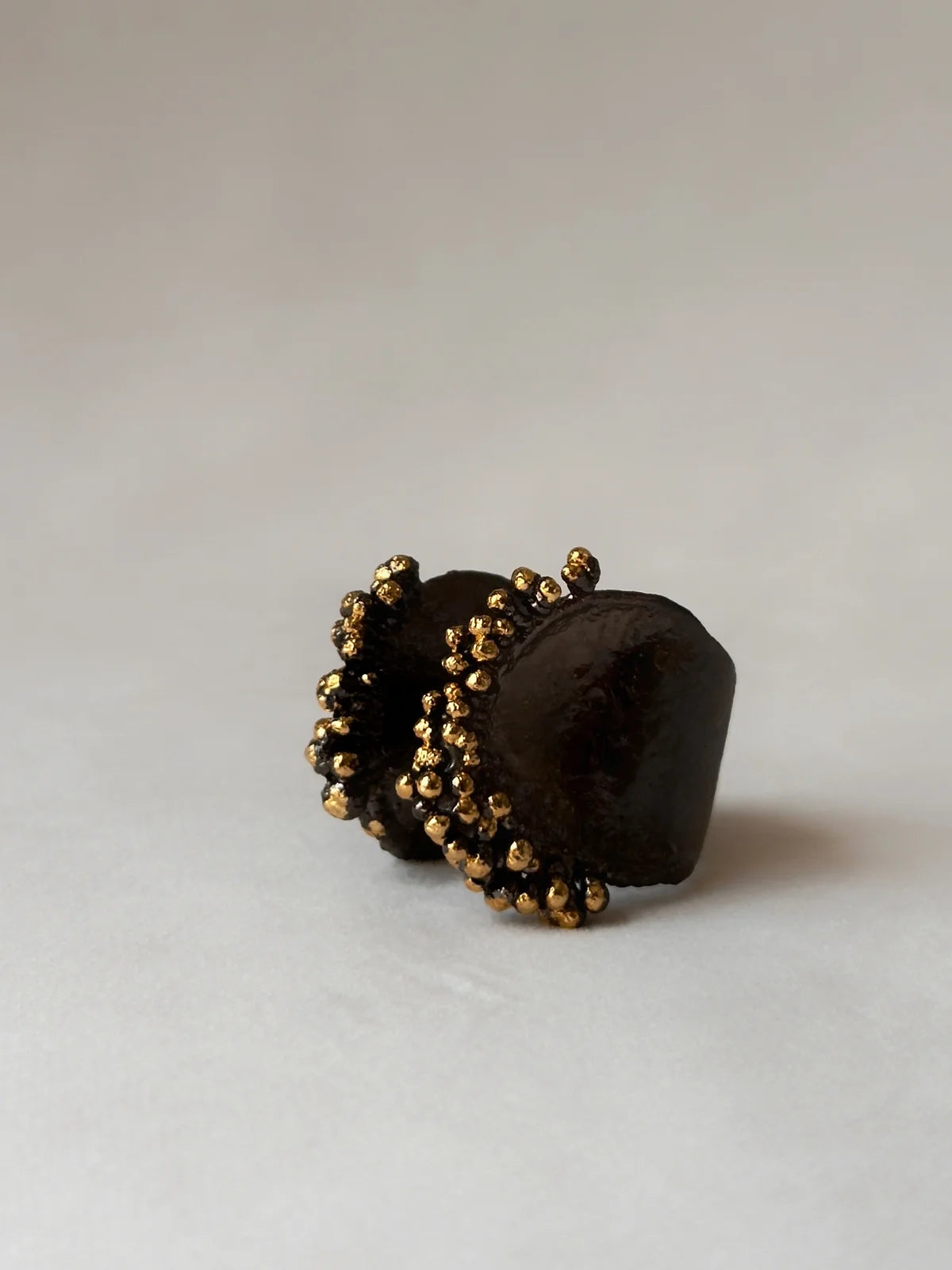 Two tone Bubbly Open Ring Black Gold