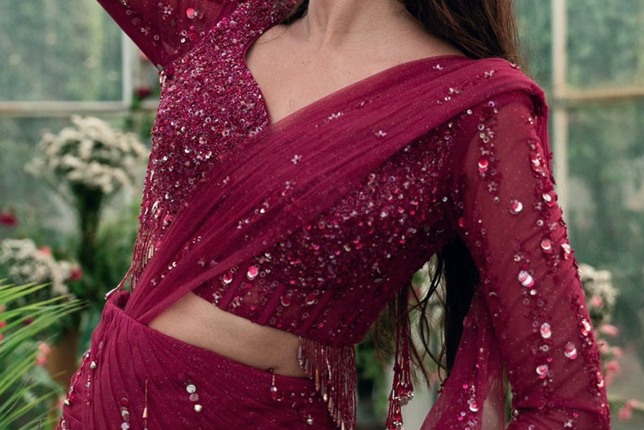 Smita Shrinivas Raag Malhaar Saree Gown