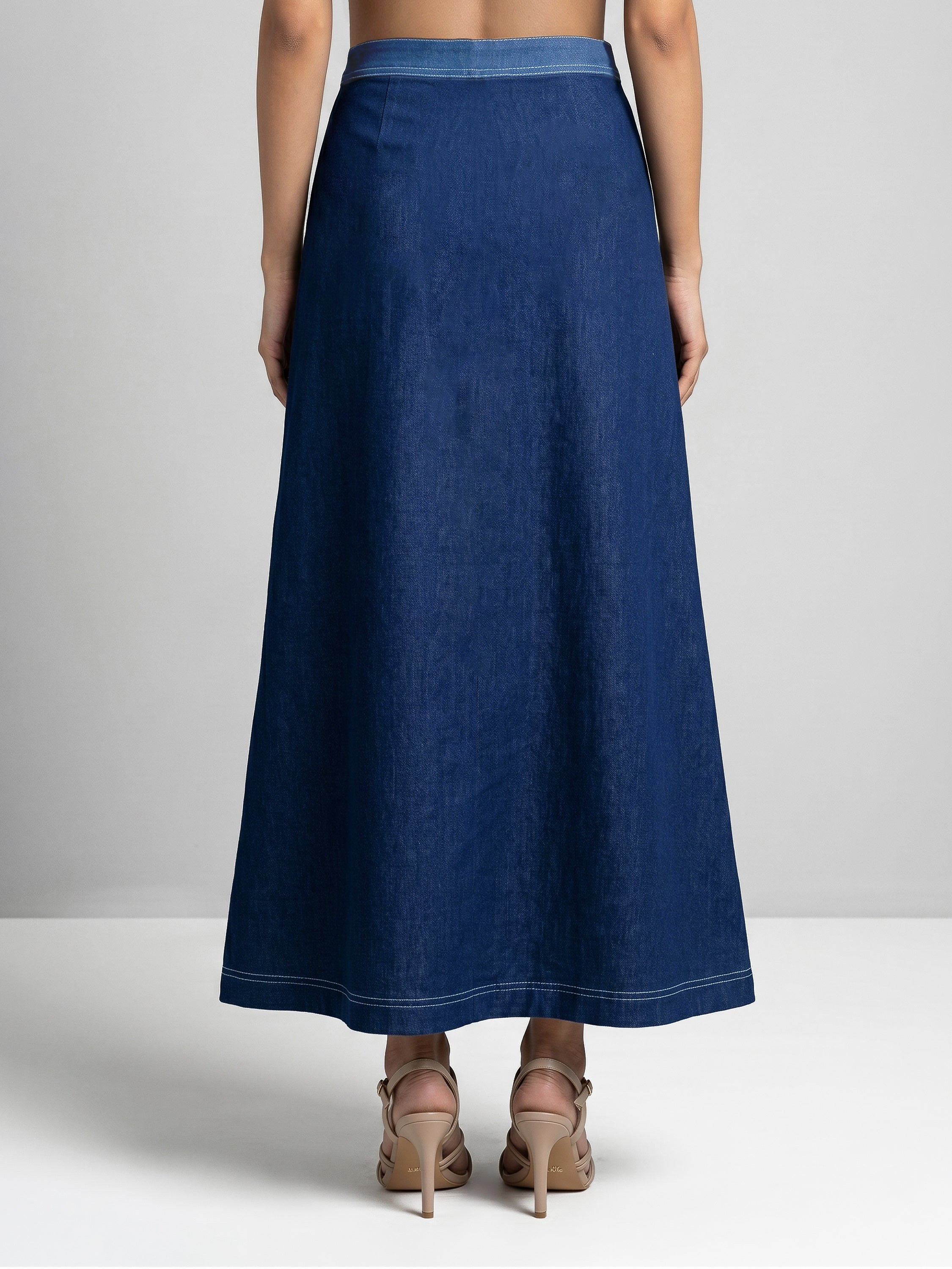 Color Block Blue Denim Applique Co-Ord Set
