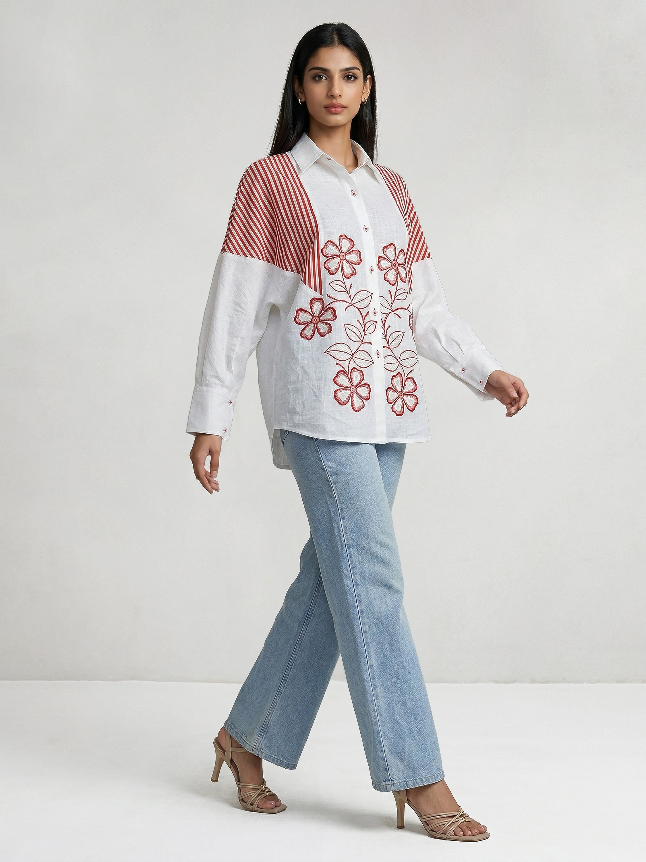Bella Shirt With Red Stripes