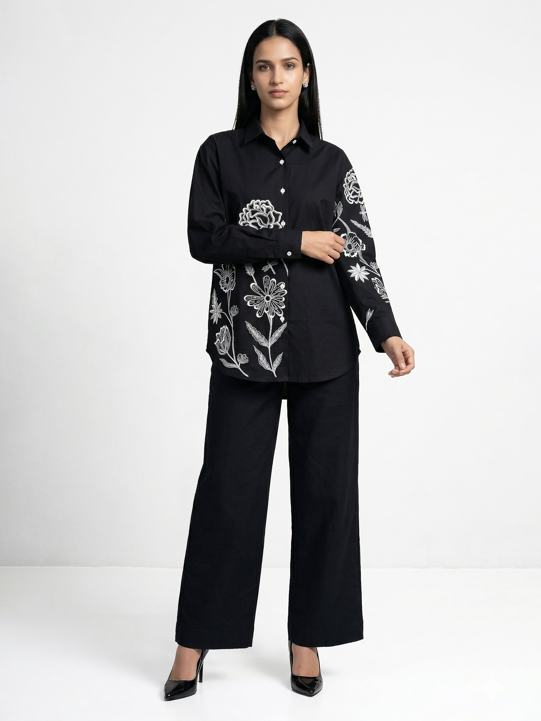 Gabby Ivory Flower Shirt With Pant