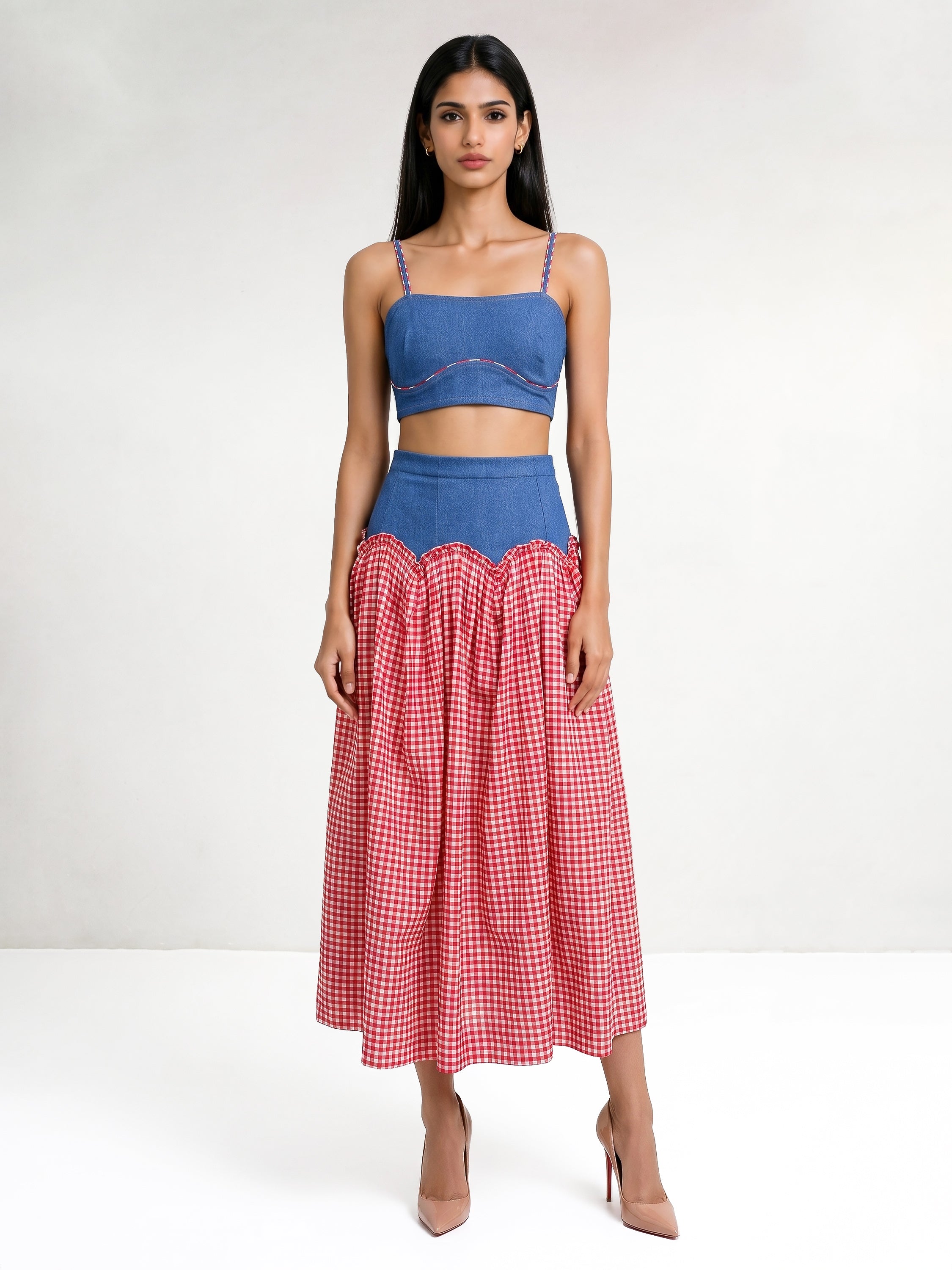 Victoria Denim Top And Maxi Skirt