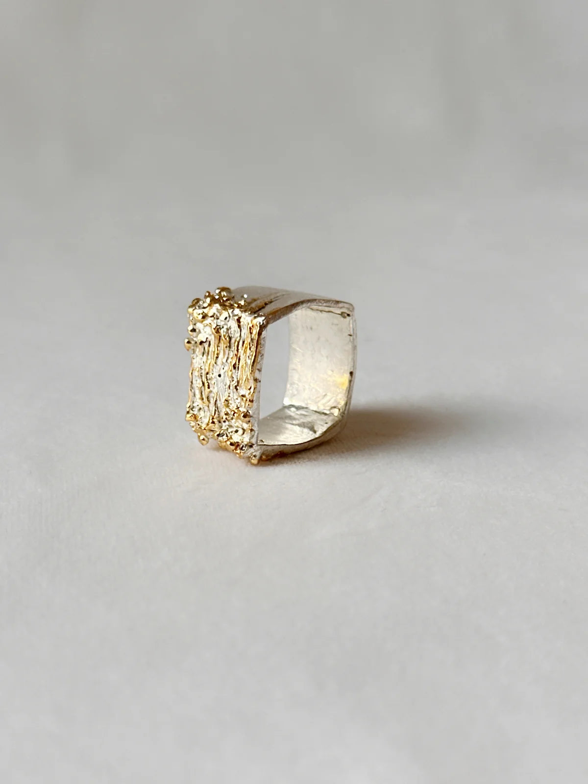 Manthan Square Ring Silver gold
