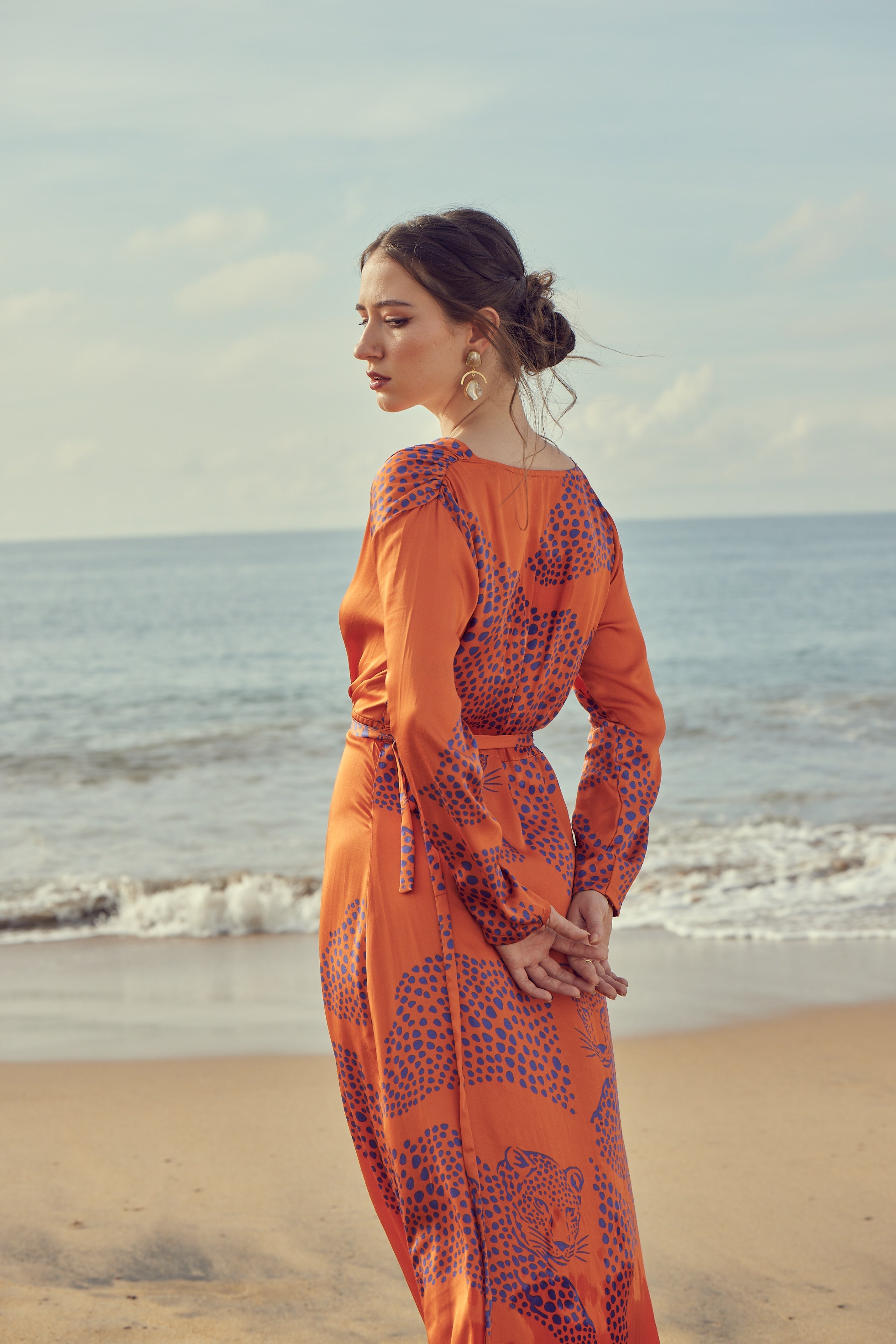 Sunlit Prowl Wrap Dress – breathable resort wear wrap dress with tie waist by VA RA, SWIMSUIT COVER UP