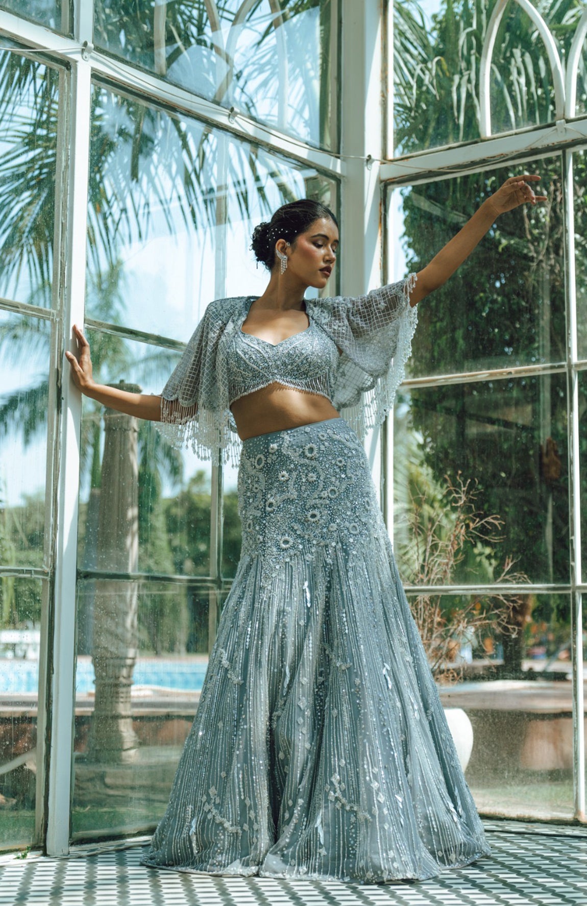 Smita Shrinivas Chaandni Cape Lehenga