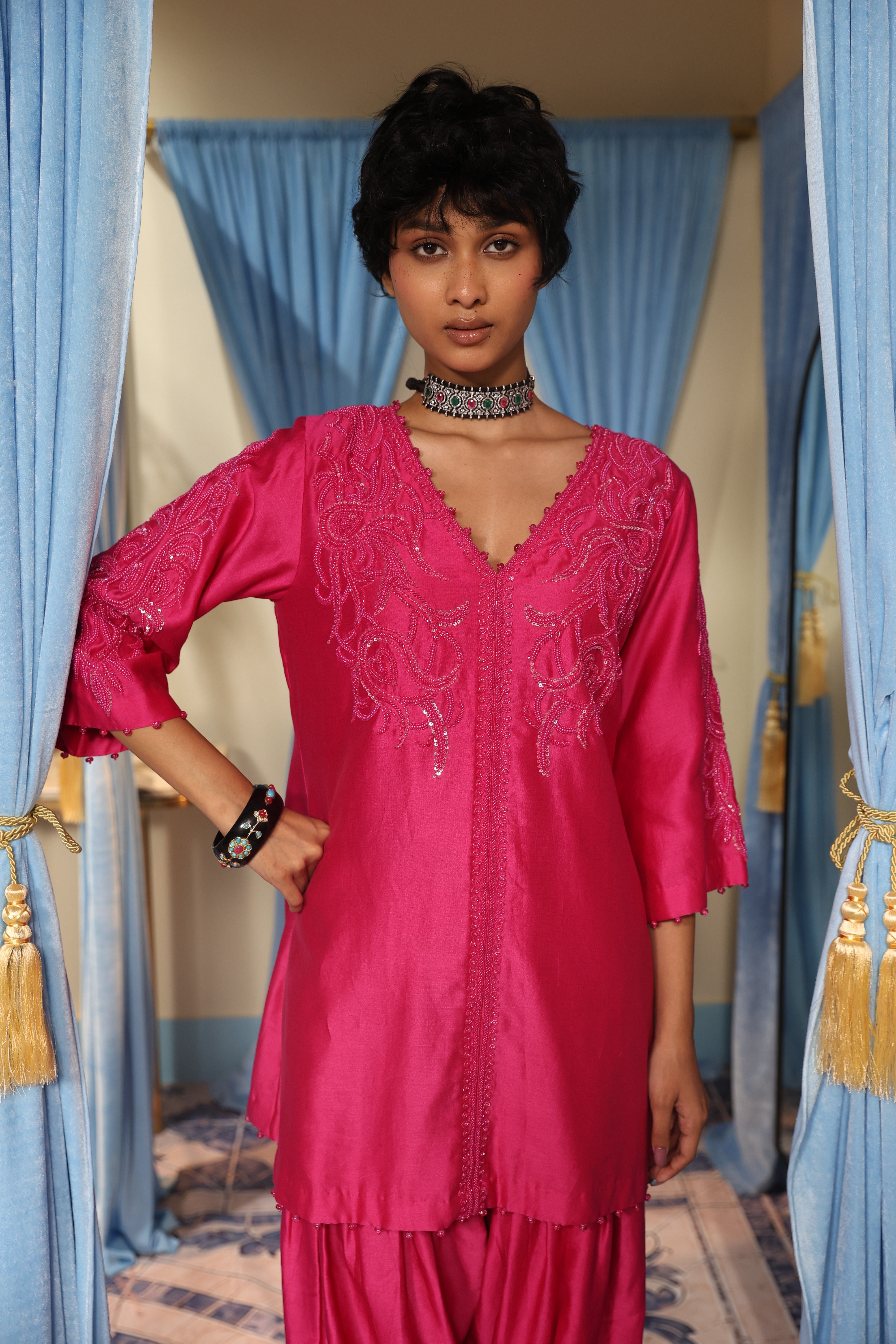 Rani Pink Kurta with Salwar Look