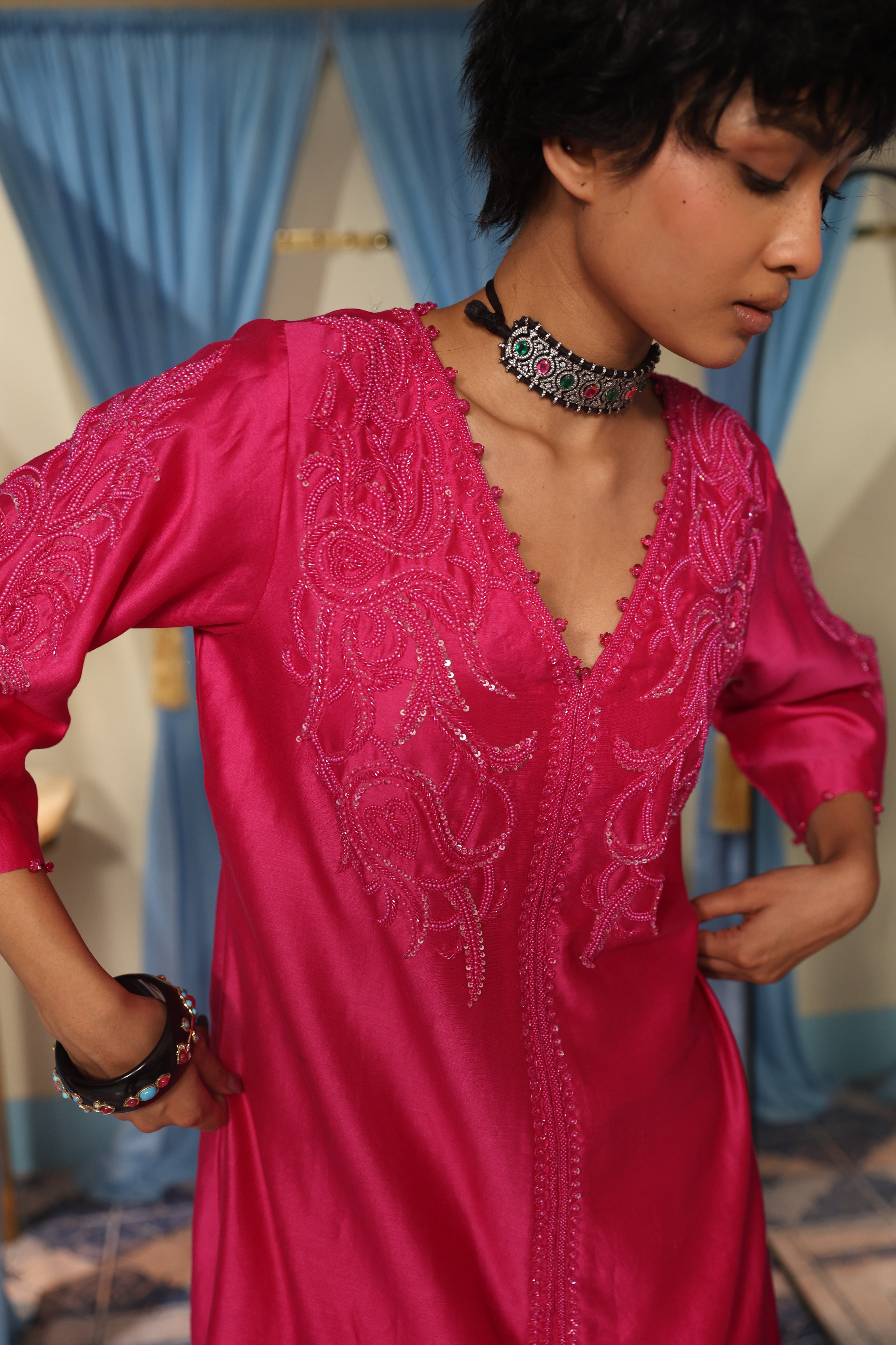 Rani Pink Kurta with Salwar Look
