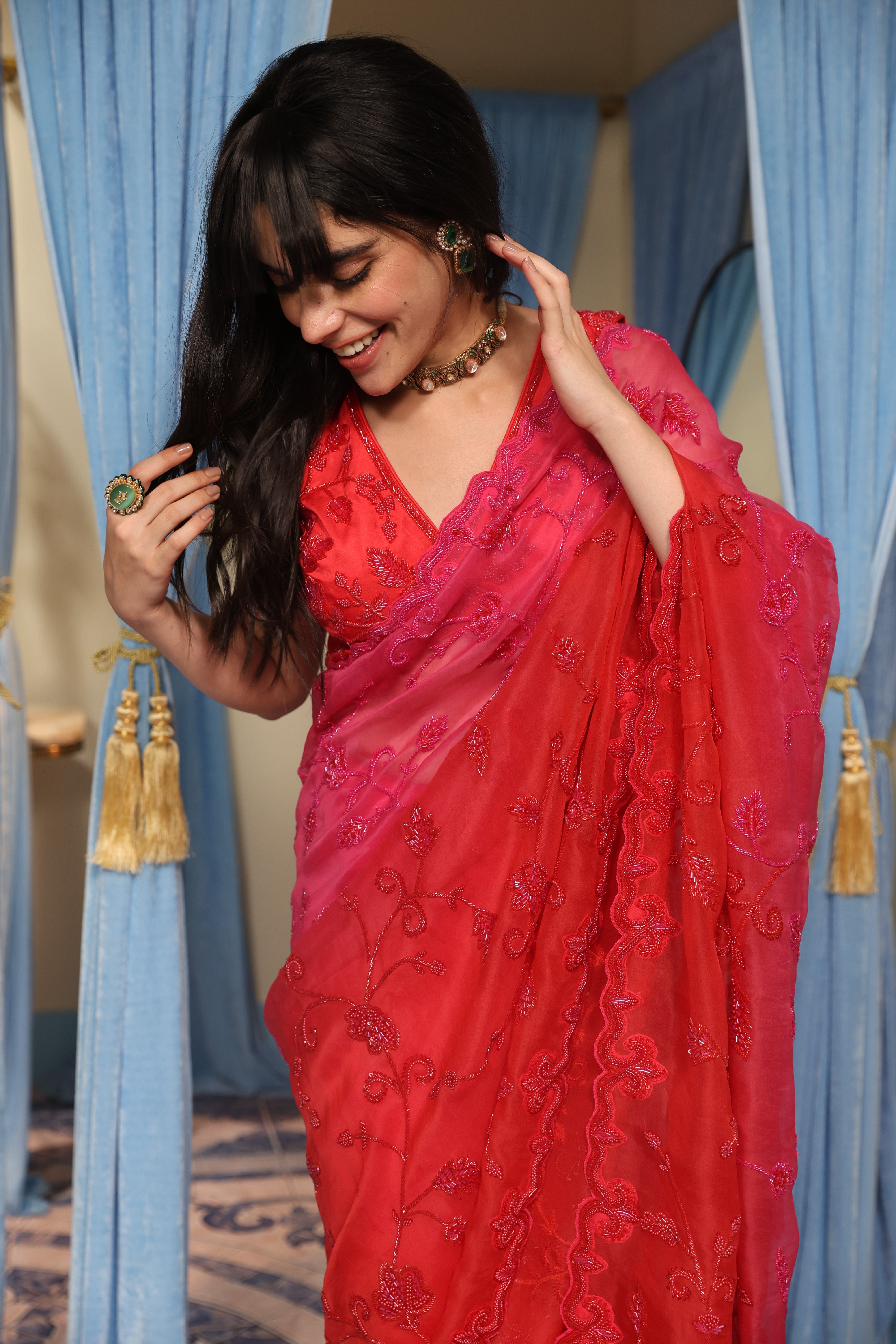 Red/Pink Classic Saree and Blouse
