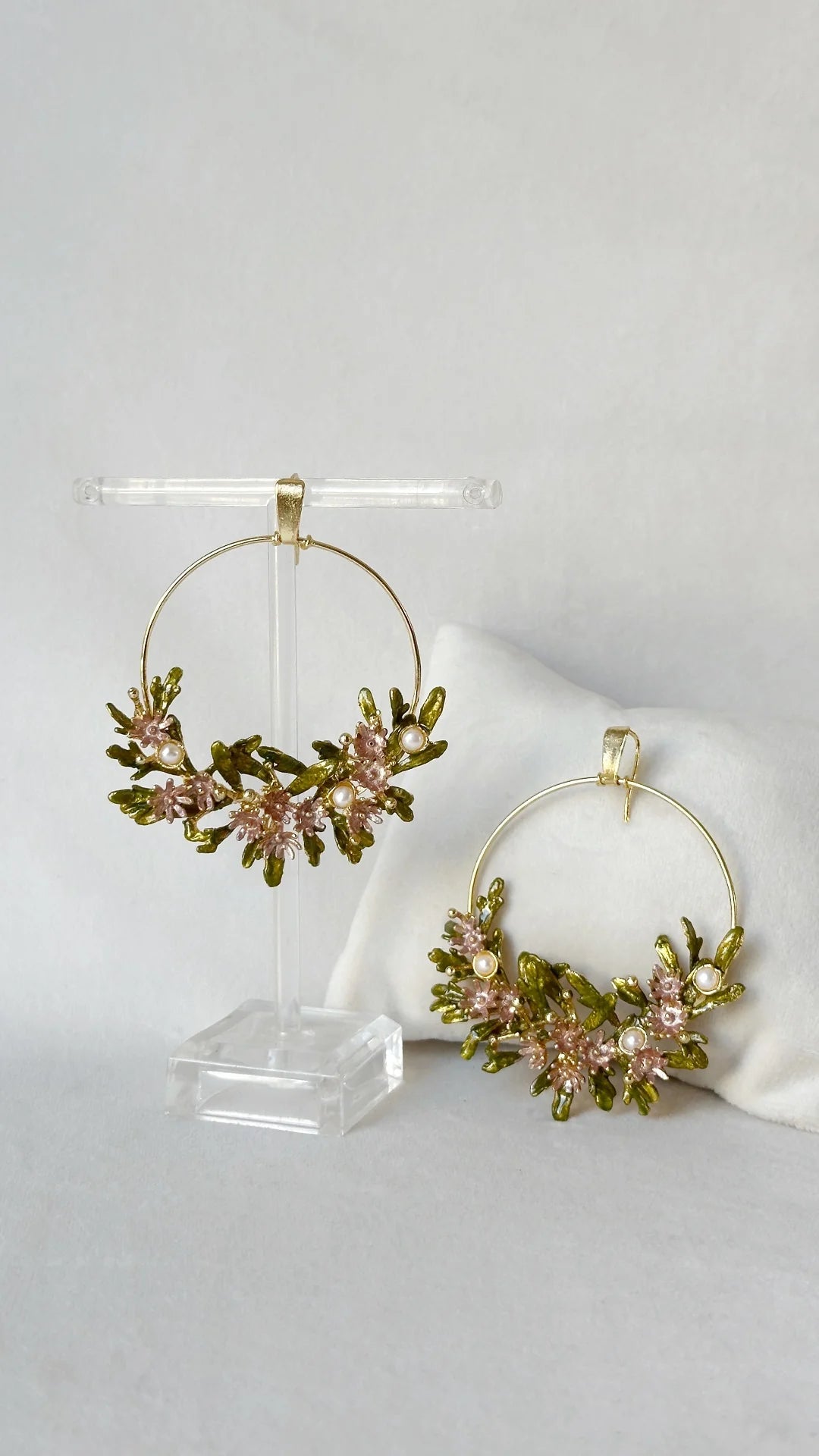 Blooming crescent chandbali earrings - Pastel Garden