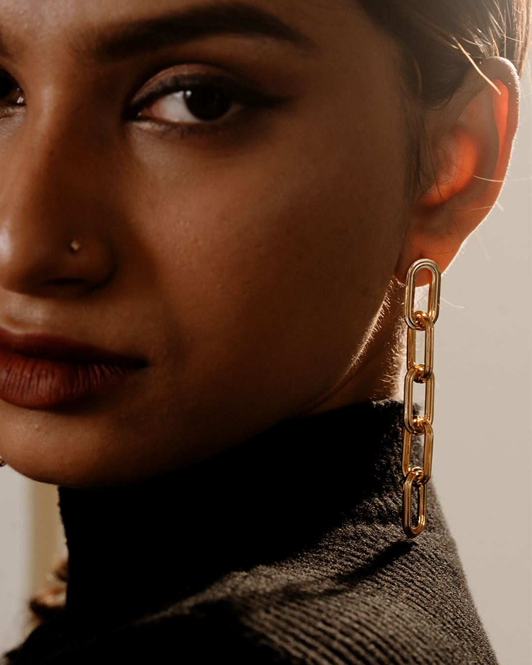 Chain Cascade earrings long gold