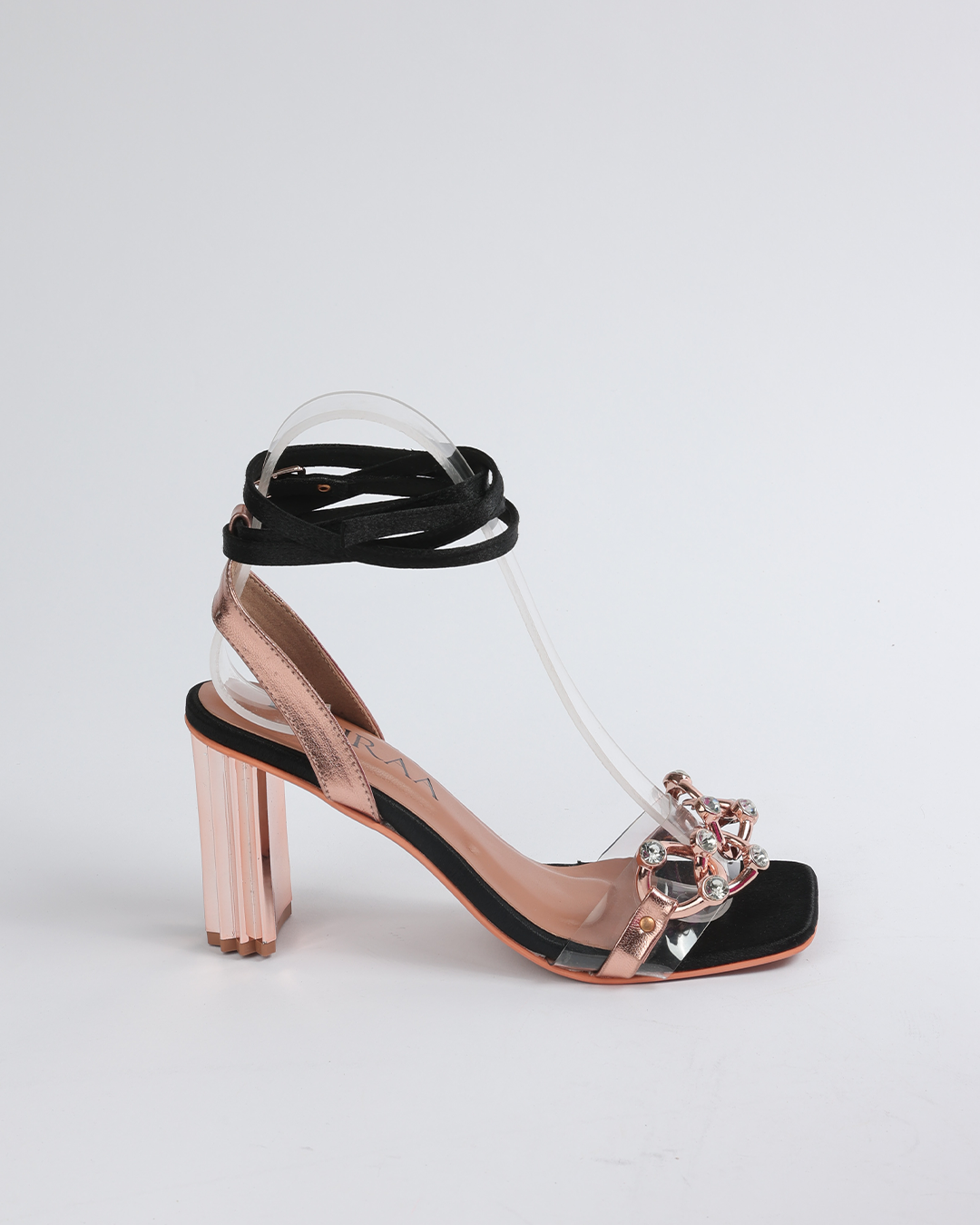 Two toned tie-up heels