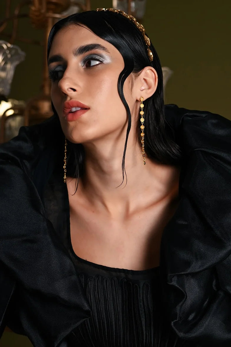 Pearl Cup Cascade Danglers Gold