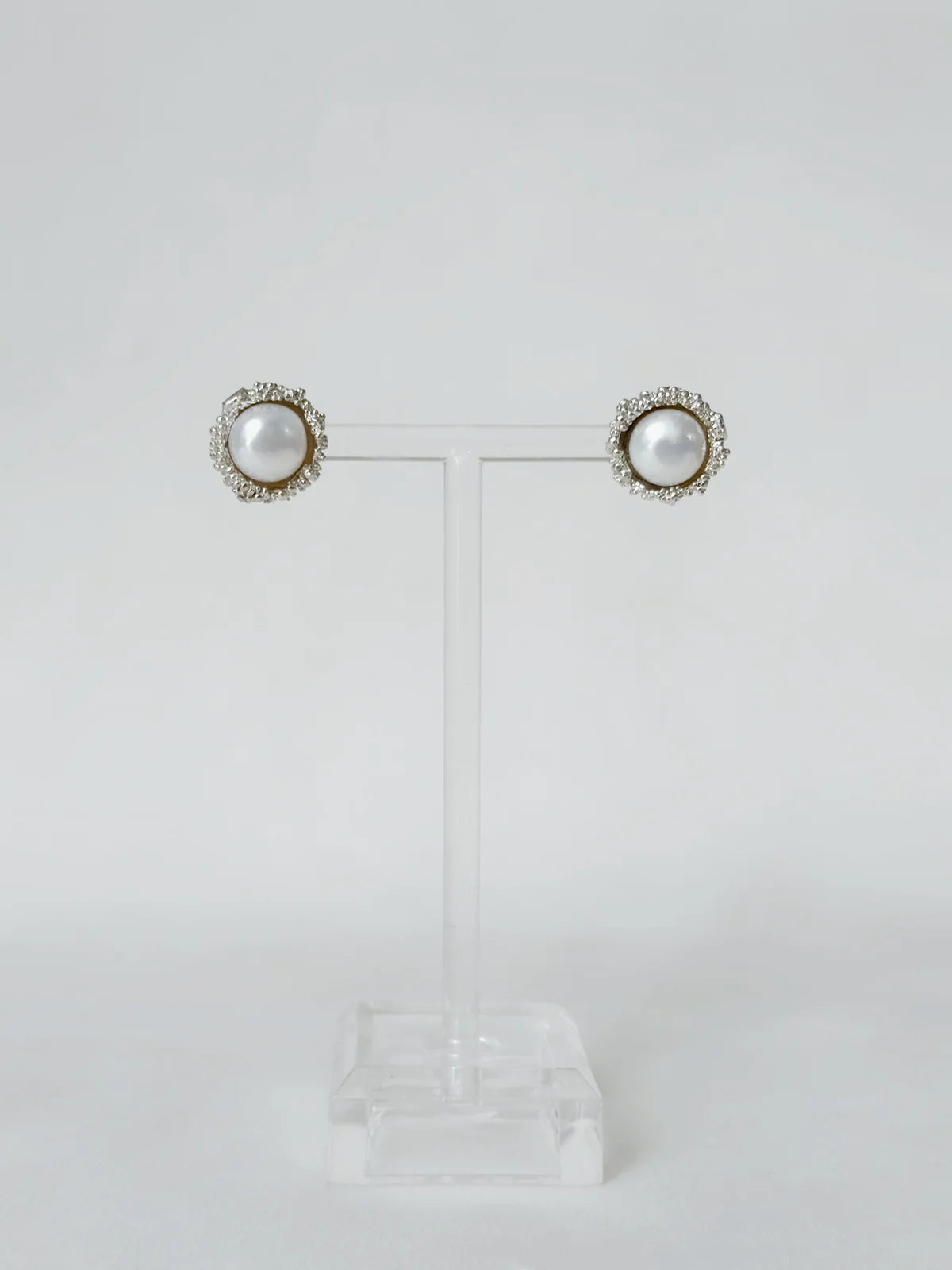 Pearl Cup Studs Silver