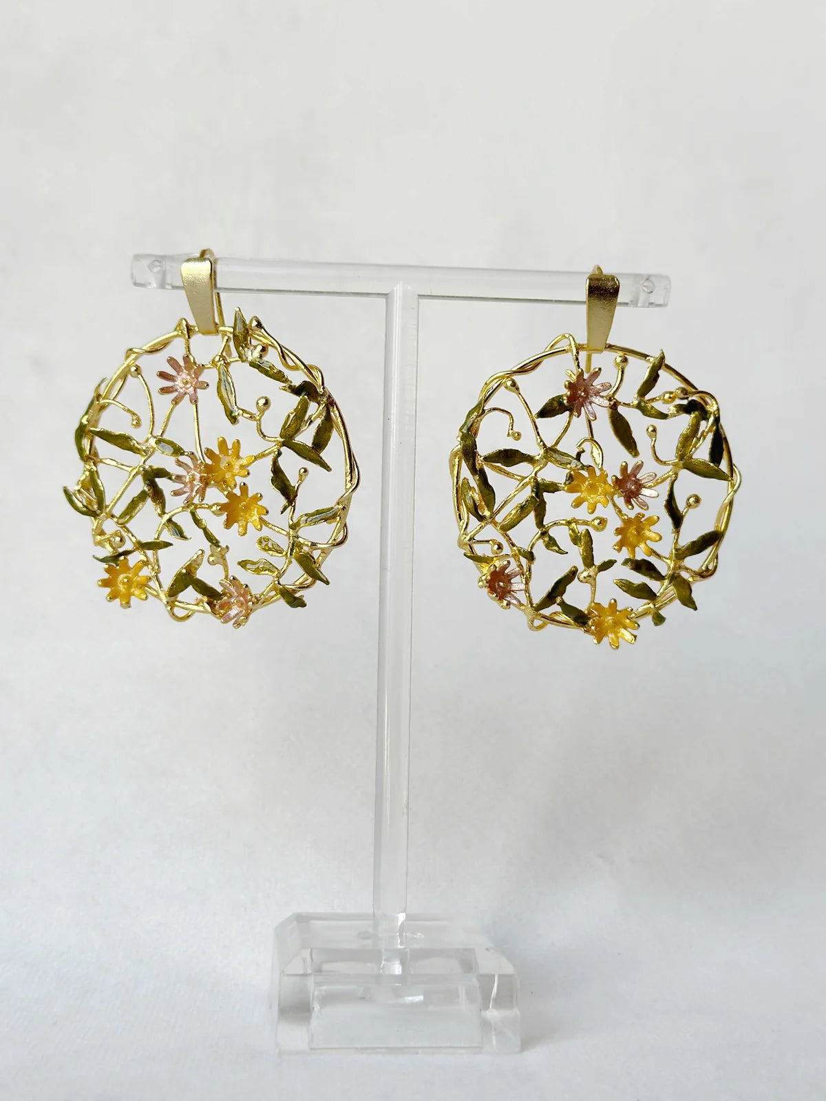 Trellis Earrings - pastel garden