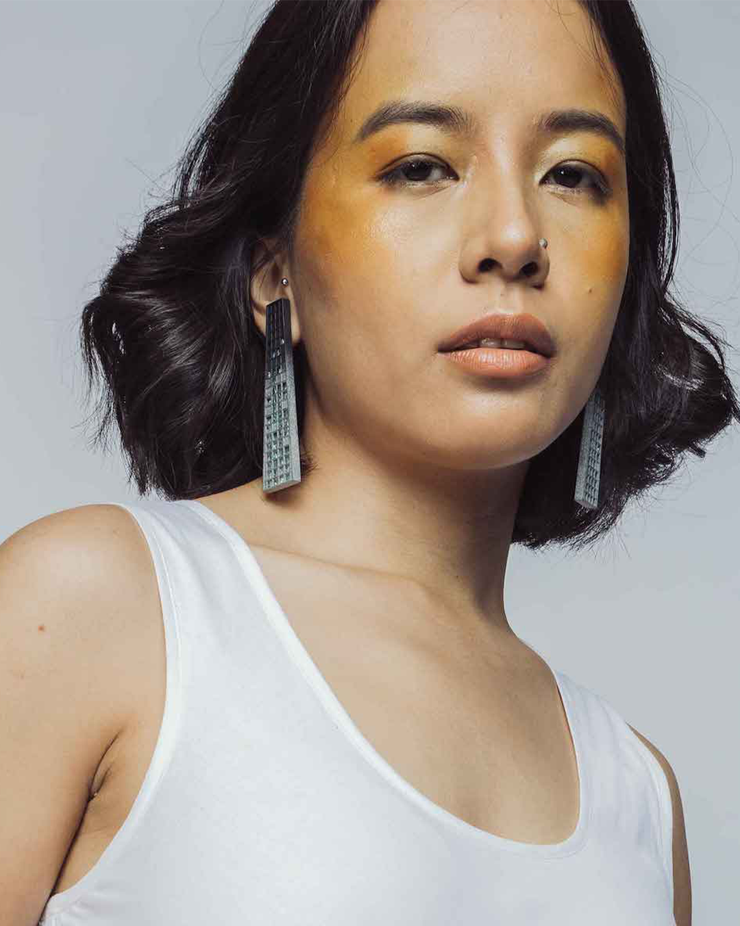 Glint Tower handmade iridescent geometric earrings lightweight modern design Bliora