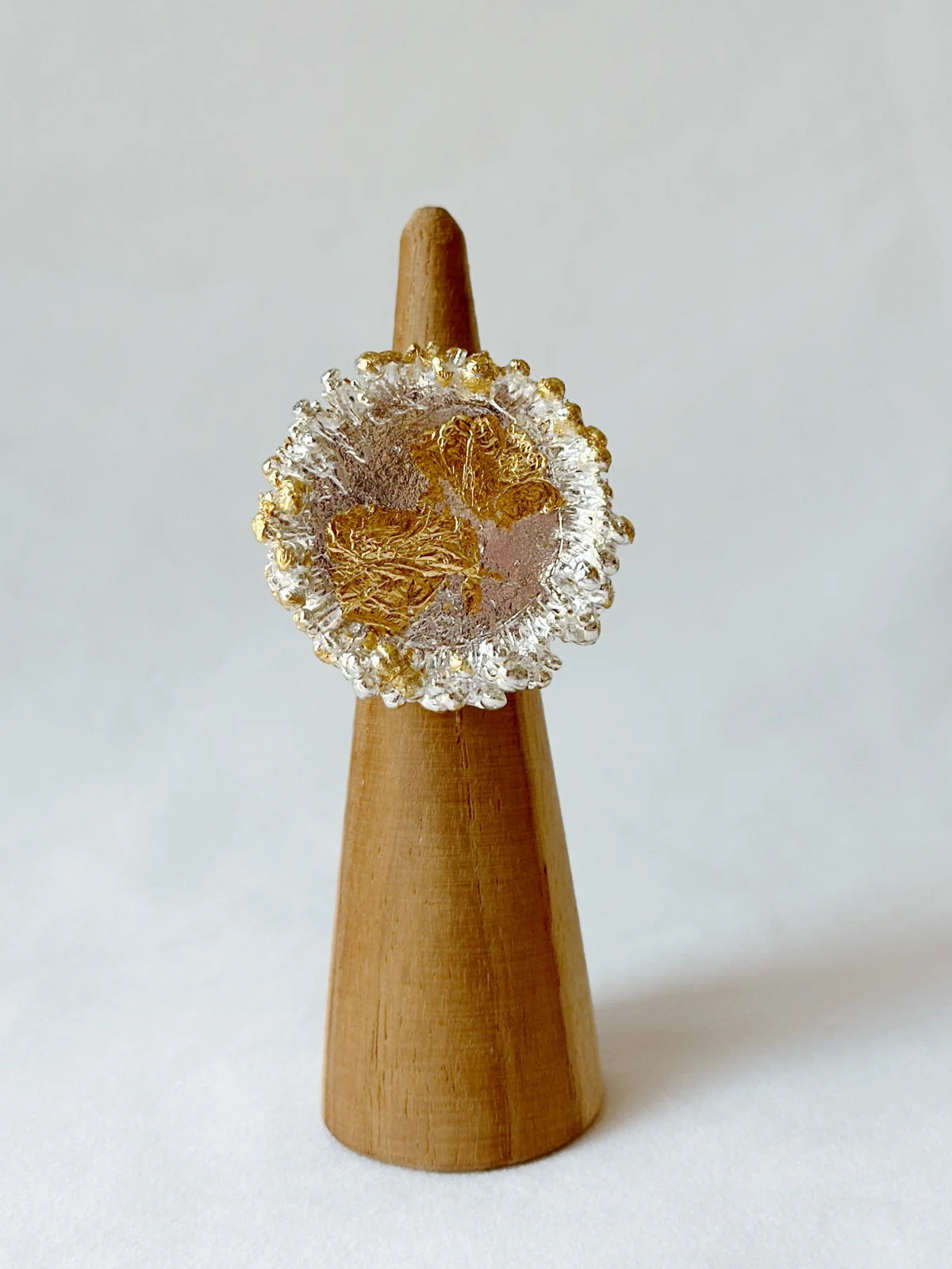 Two Tone bubbly crater ring Silver and Gold