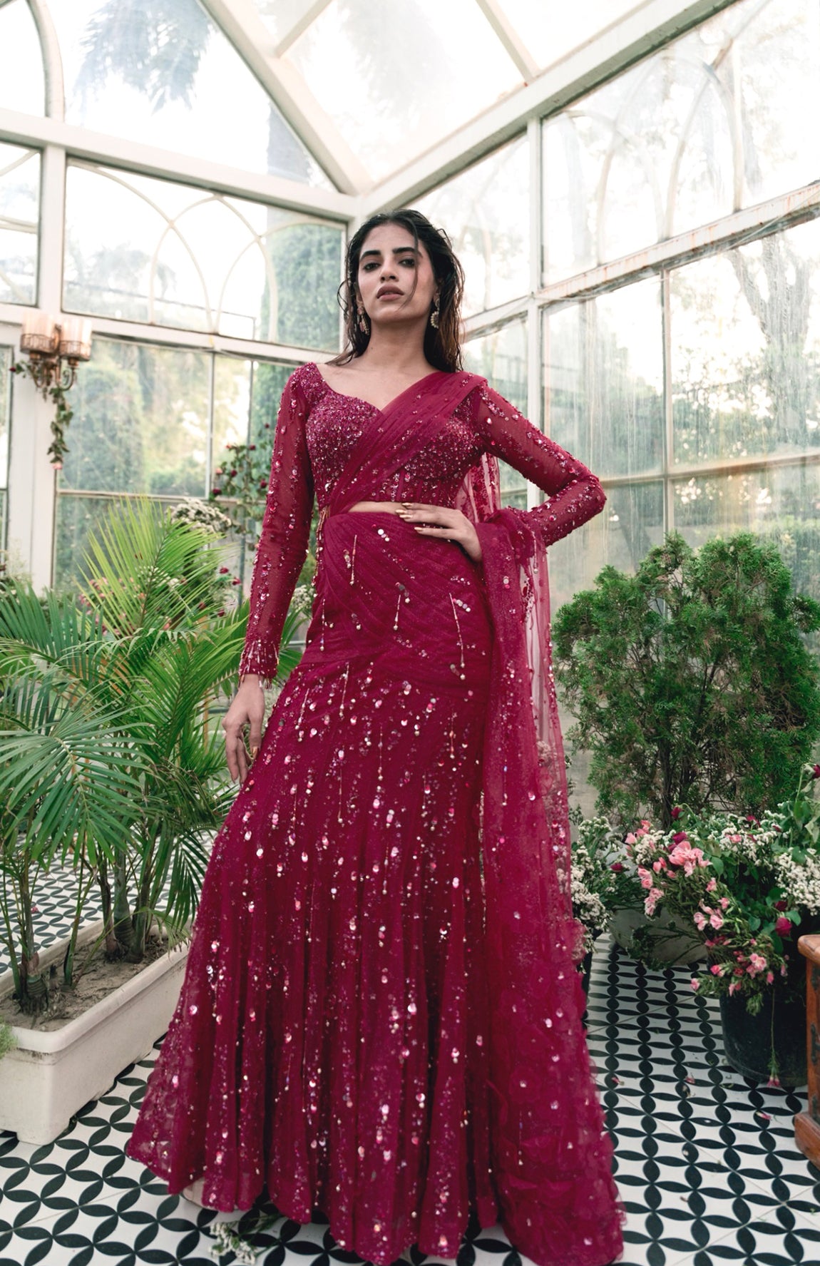 Smita Shrinivas Raag Malhaar Saree Gown