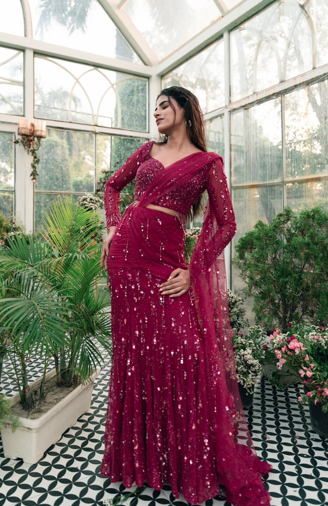 Smita Shrinivas Raag Malhaar Saree Gown