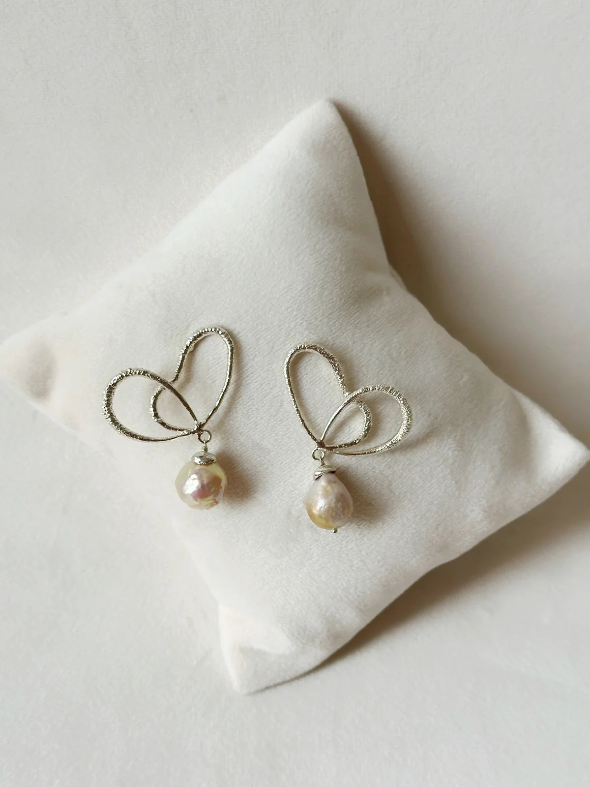 Wings of Spring Wireframe Butterfly Pearl Drop Studs - Silver