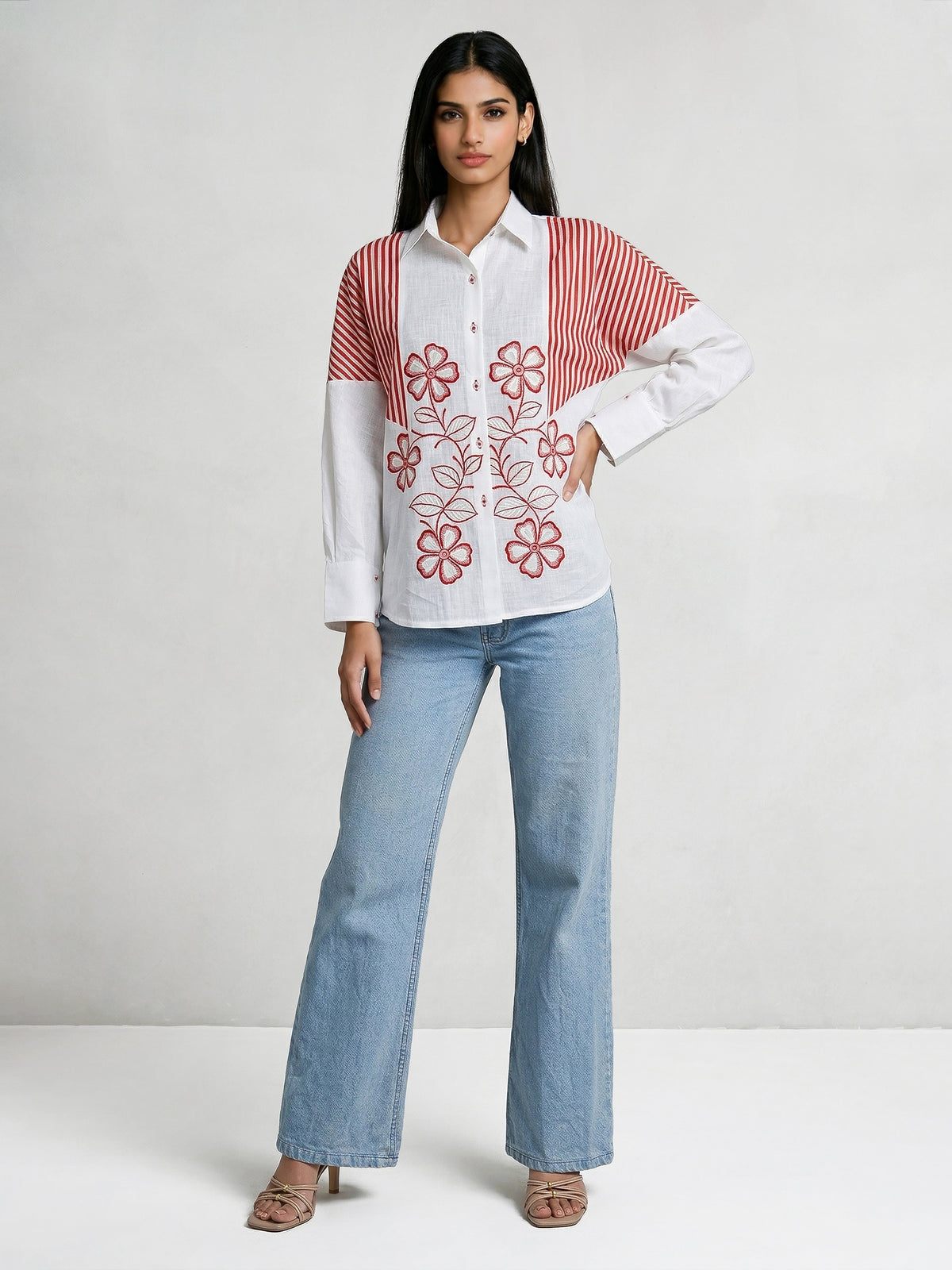 Bella Shirt With Red Stripes