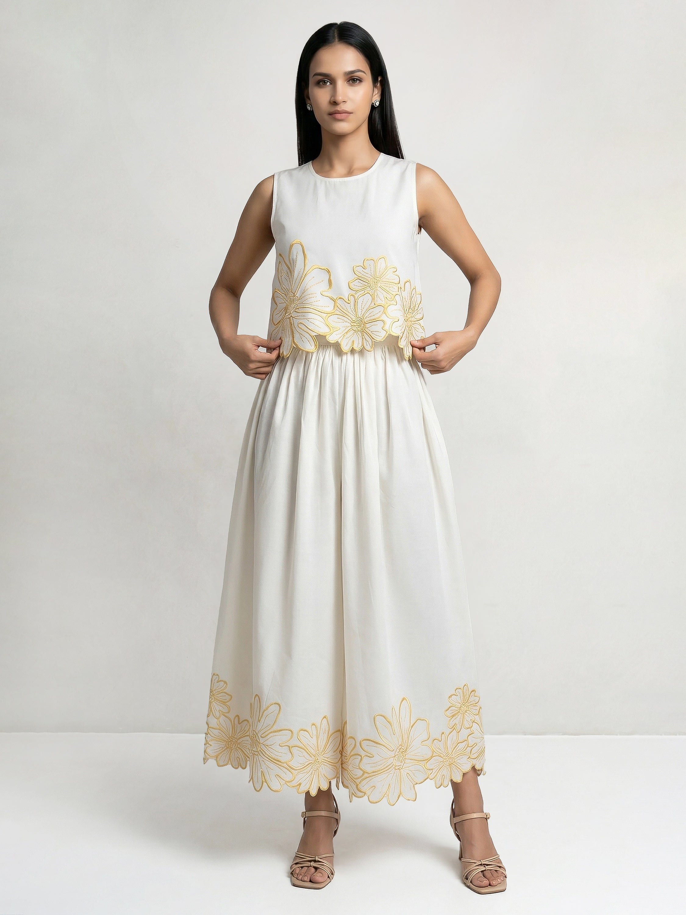 Daisy Yellow Embroidery Co-Ord Set