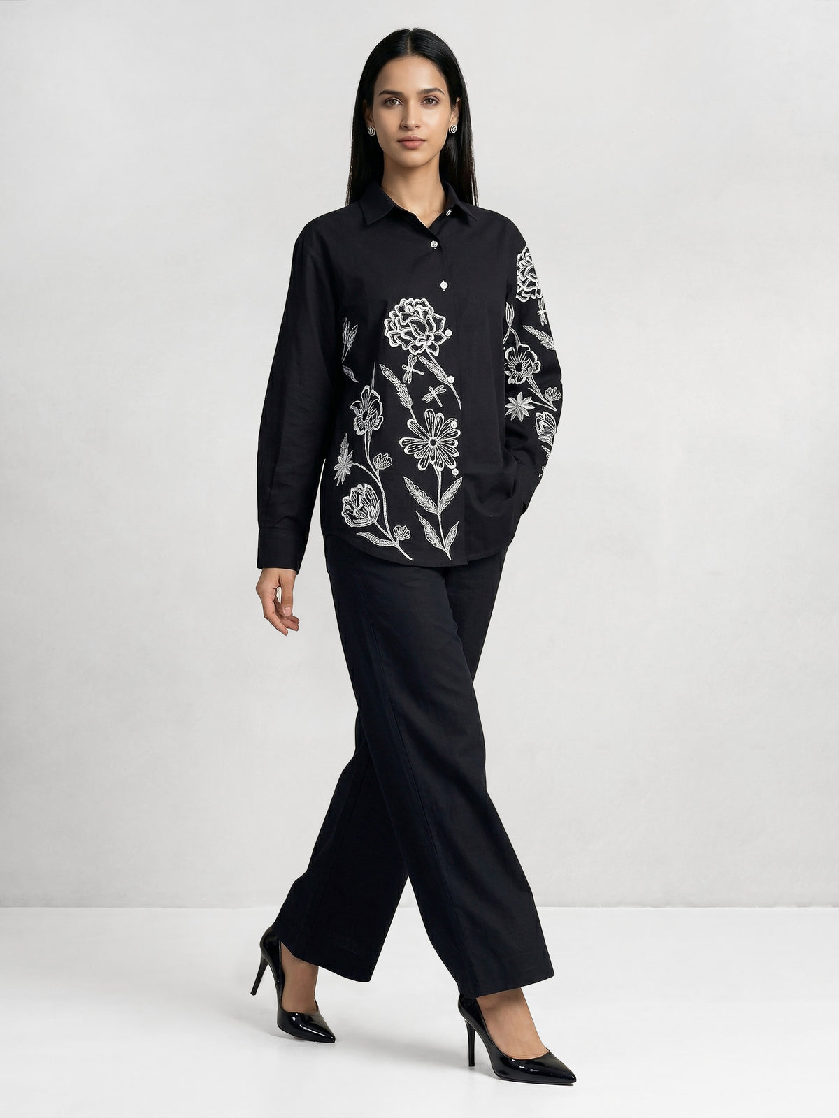 Gabby Ivory Flower Shirt With Pant