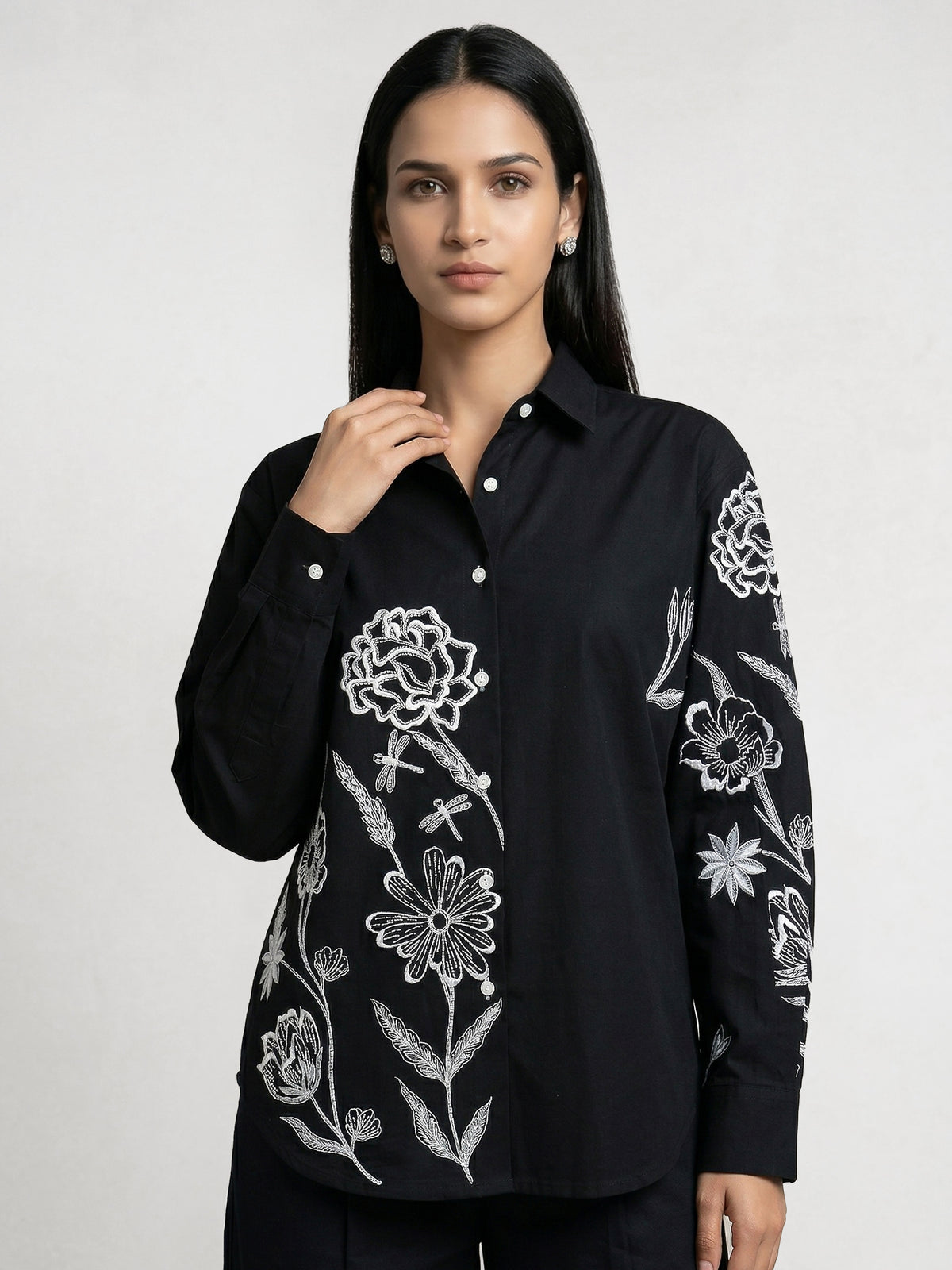 Gabby Ivory Flower Shirt With Pant