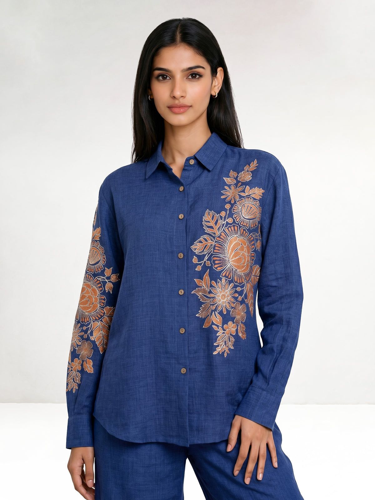 Alina Gold And Orange Shirt With Pant