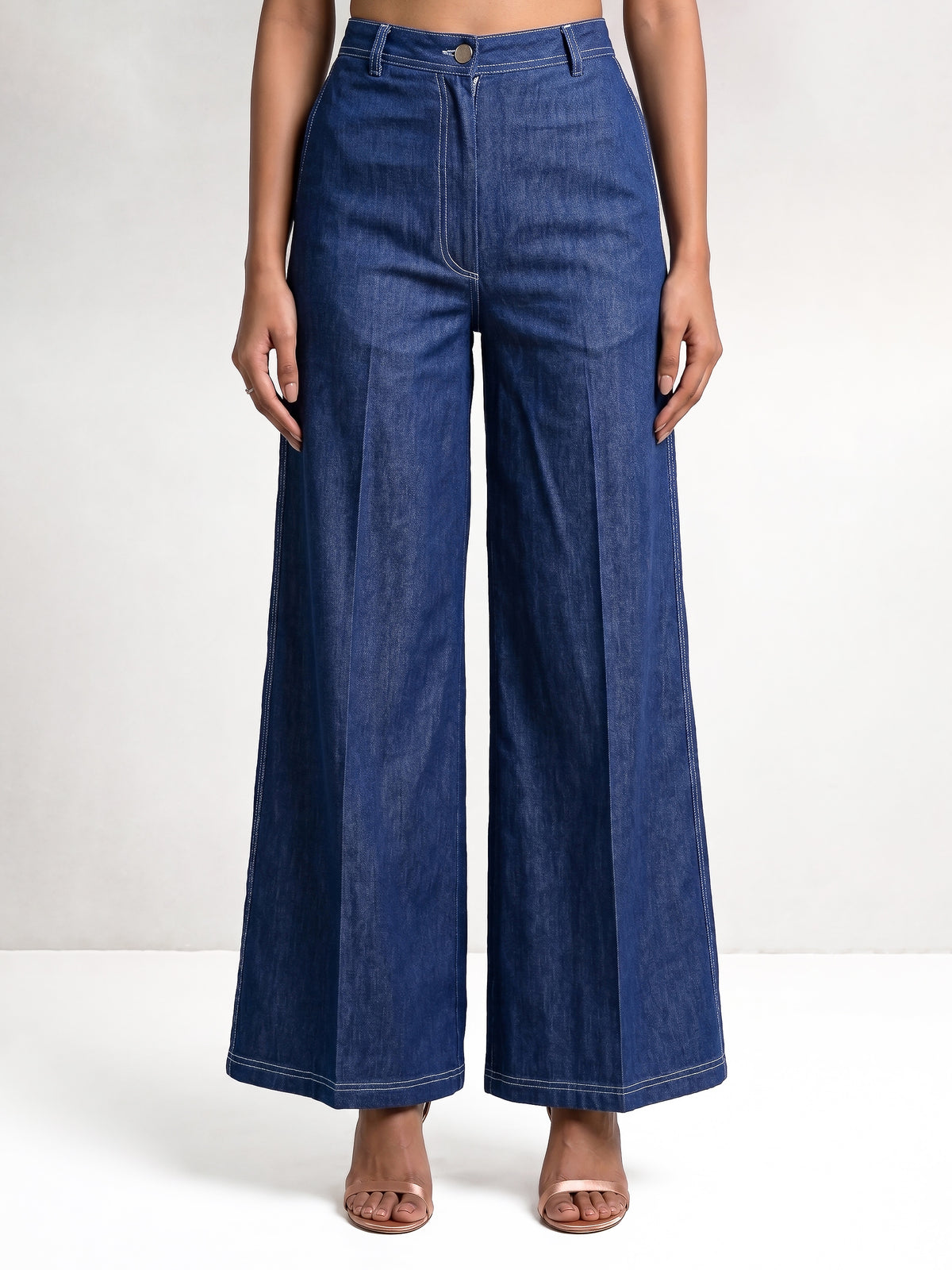 Denim Waist Coat With Embroidery