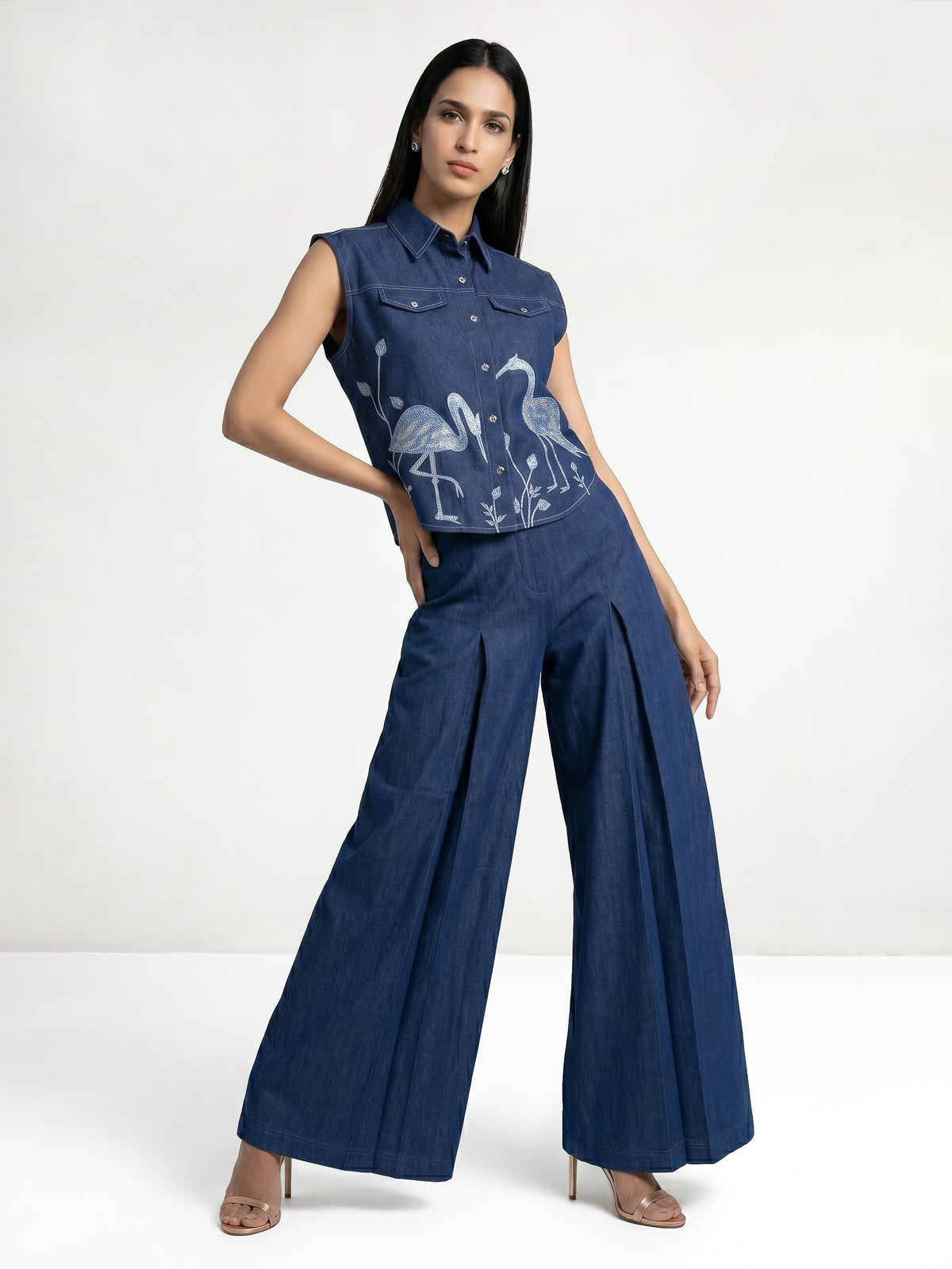 Bird Machine Emb Sleeveless Shirt