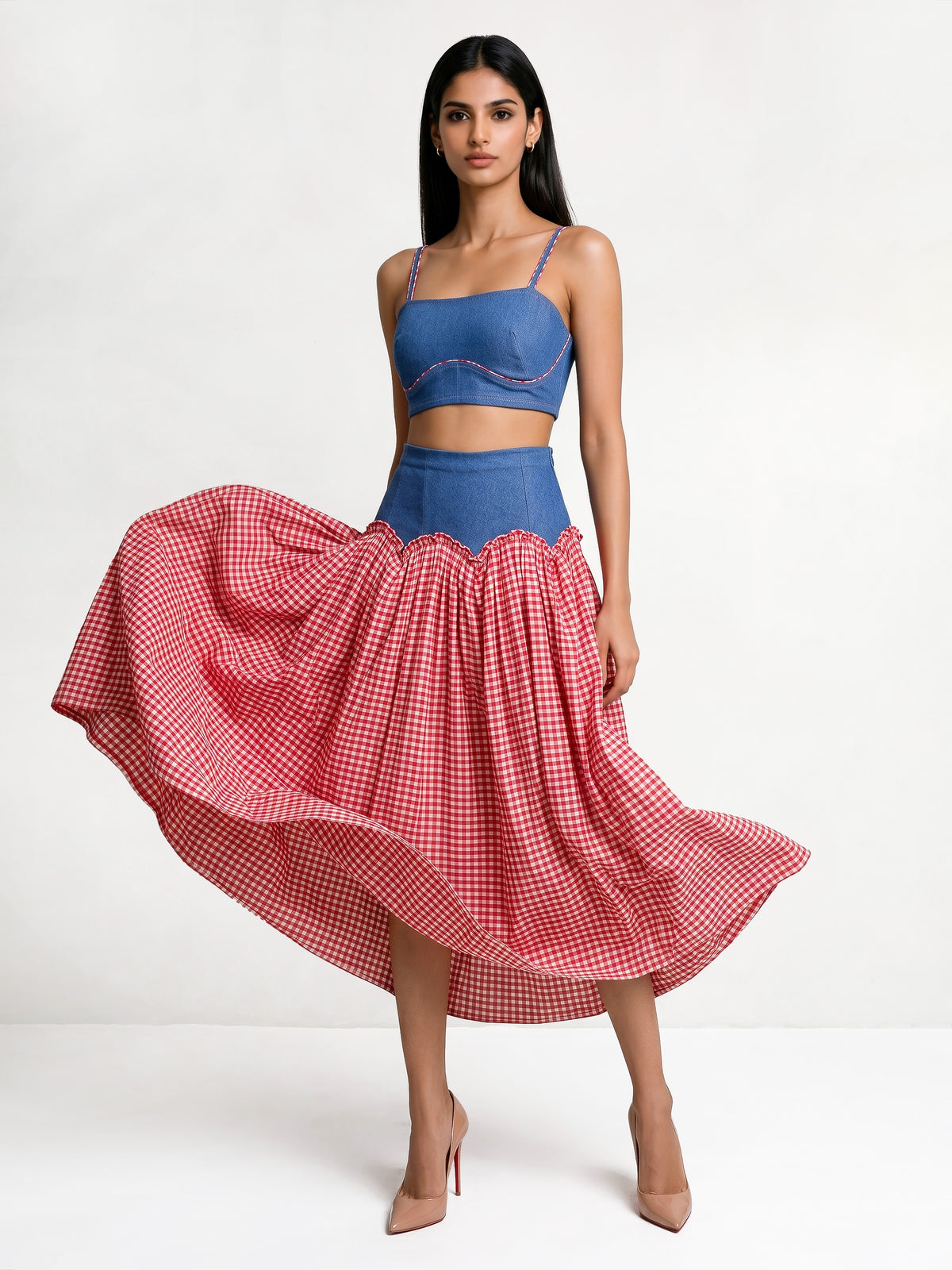 Victoria Denim Top And Maxi Skirt