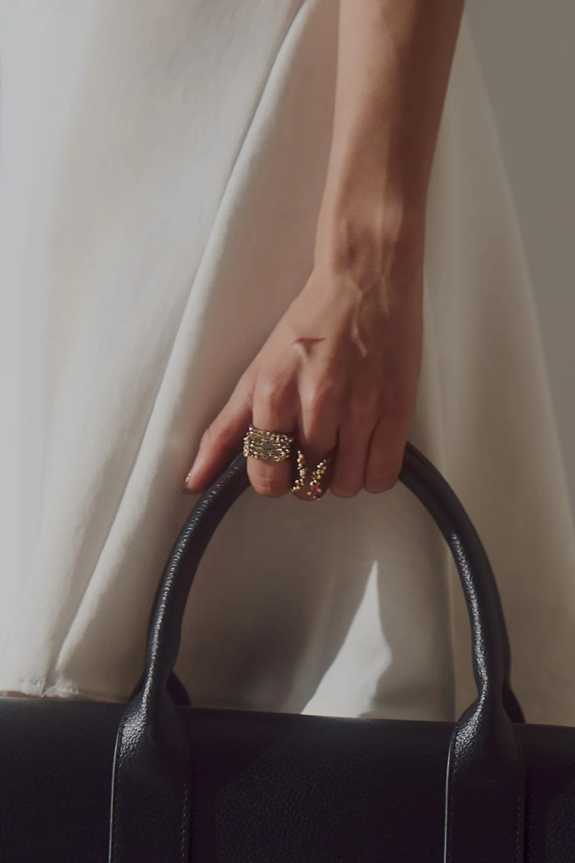 Two tone Bubbly Open Ring Black Gold