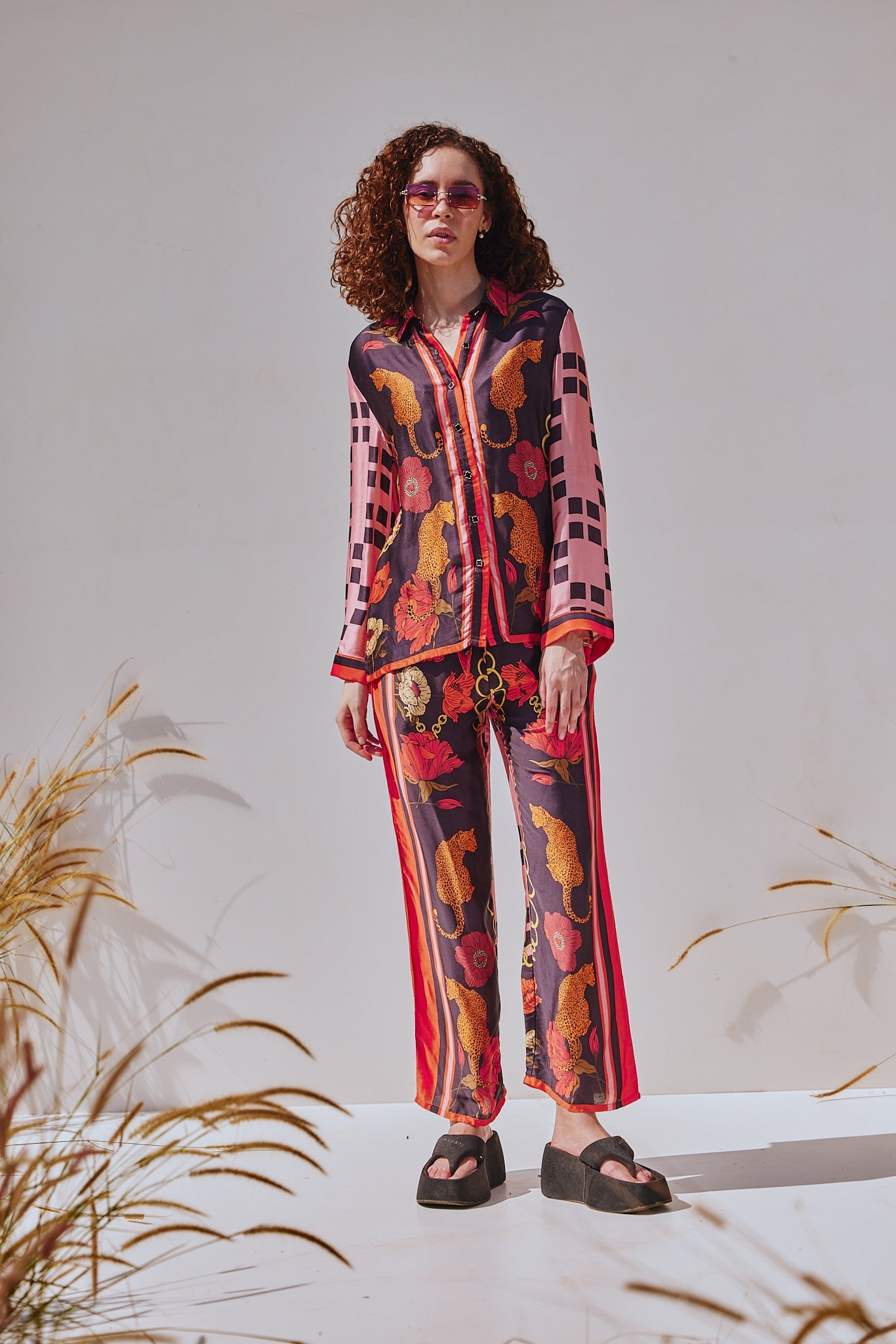 Designer Rosette Safari Co-ord by VA RA – chic safari print women’s resort wear India
